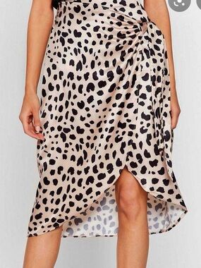 Nasty Gal Animal Print Tie Midi Skirt